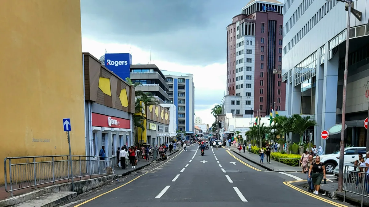 A commercial street in Port Louis, Mauritius
