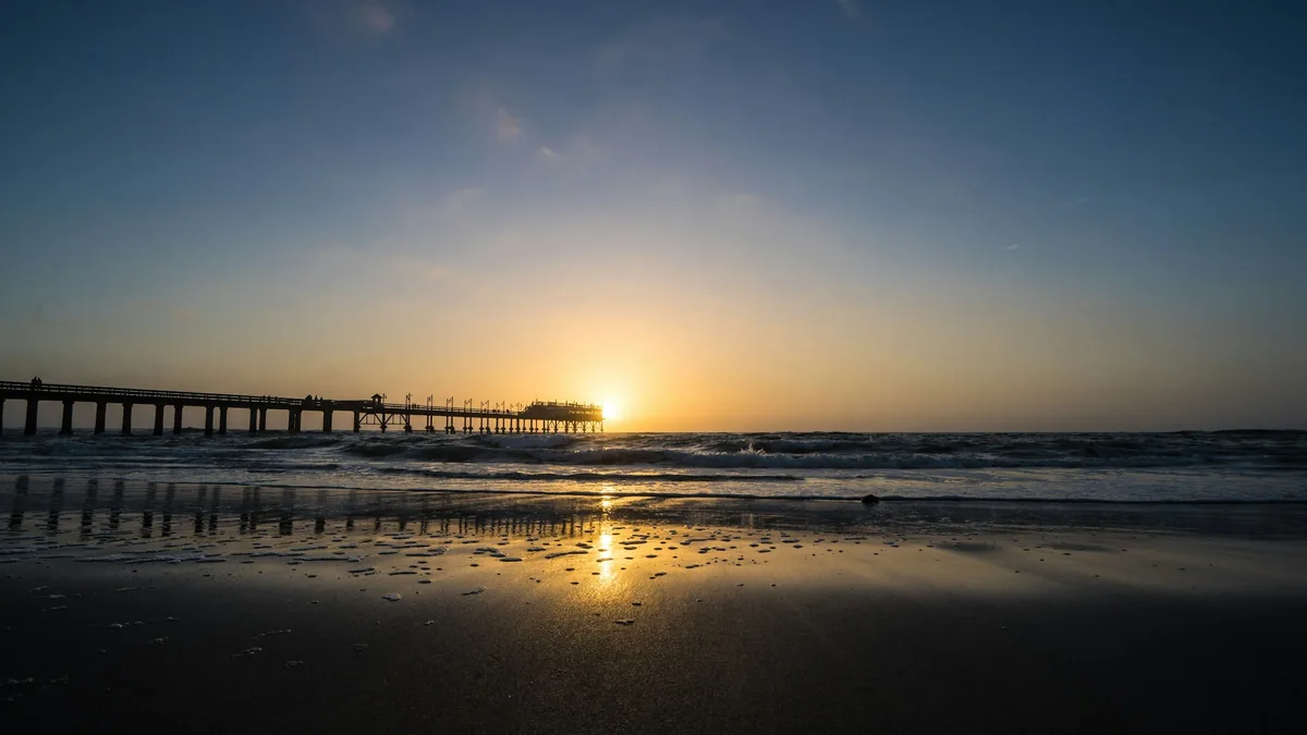 The jetty at dawn on the Namibian coast near Swakopmund