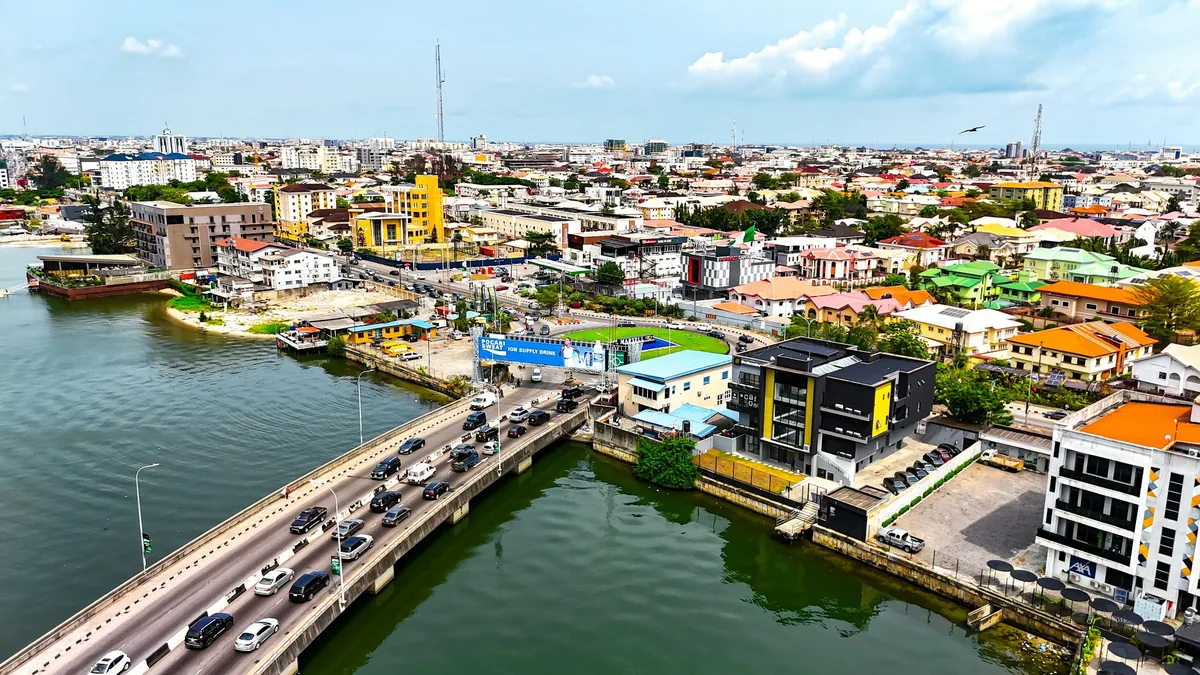 Aerial view of Lagos, Nigeria, and its waterways