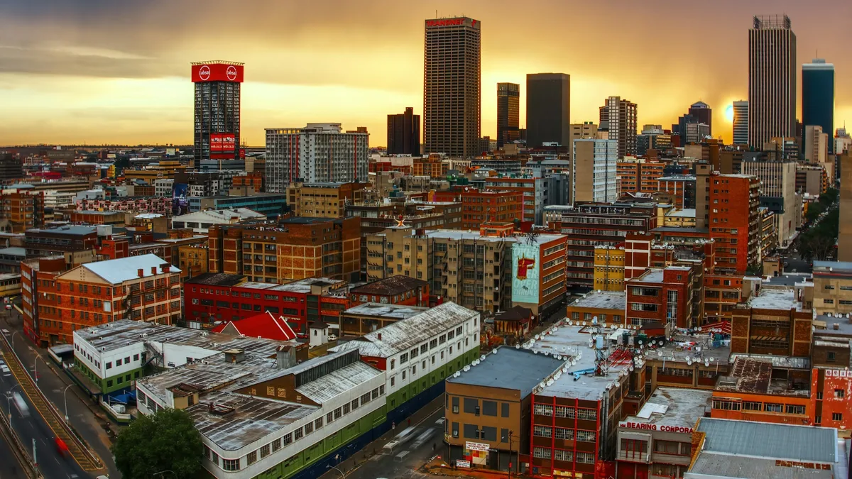 The Johannesburg skyline seen from above, South Africa