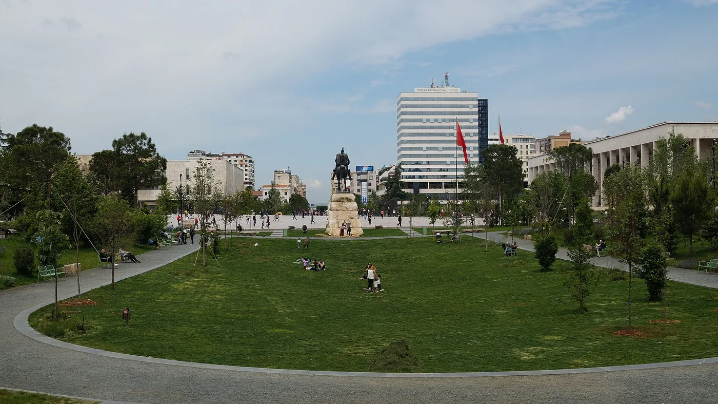 Skanderbeg Square in the centre of Tirana, Albania