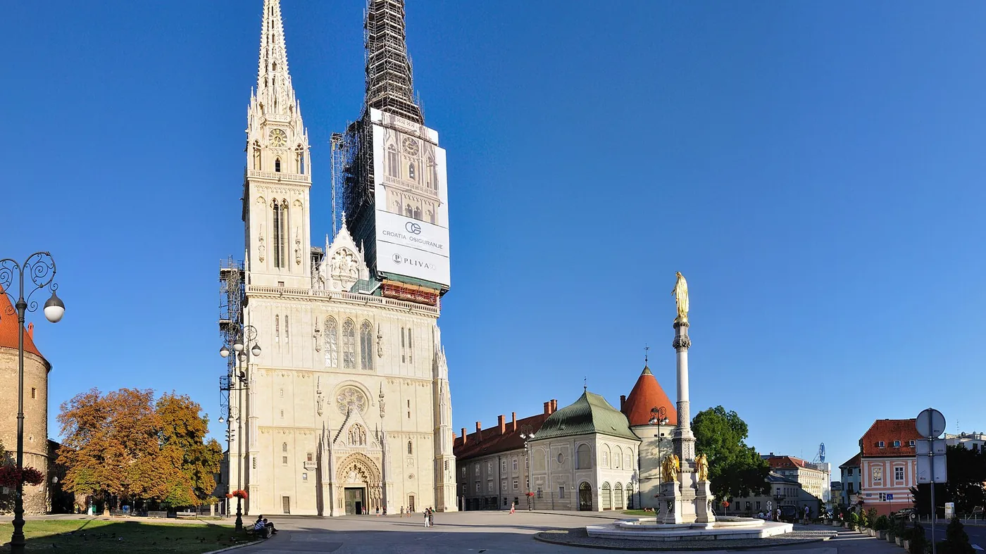 Zagreb Cathedral above the rooftops of the city