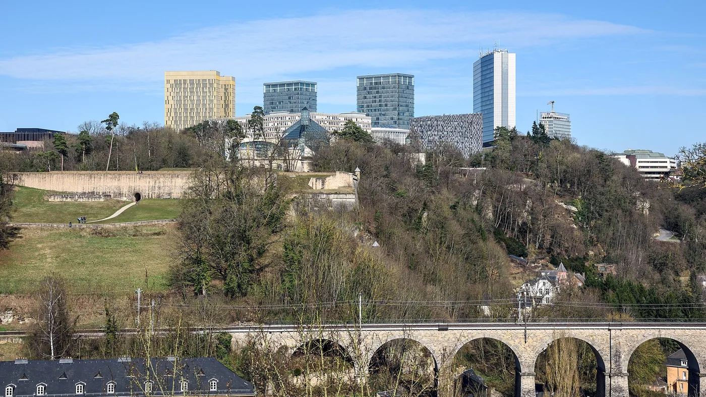 The Kirchberg plateau in Luxembourg, seat of the Court of Justice of the European Union