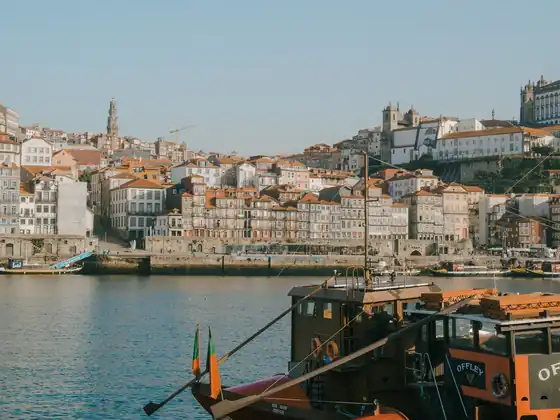 Restored townhouses along the Ribeira riverfront in Porto