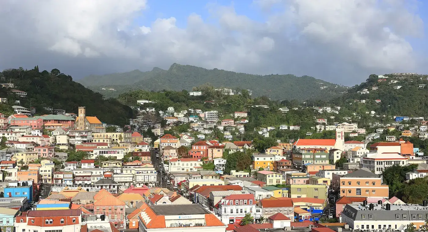 Hillside houses of St George's, the capital of Grenada