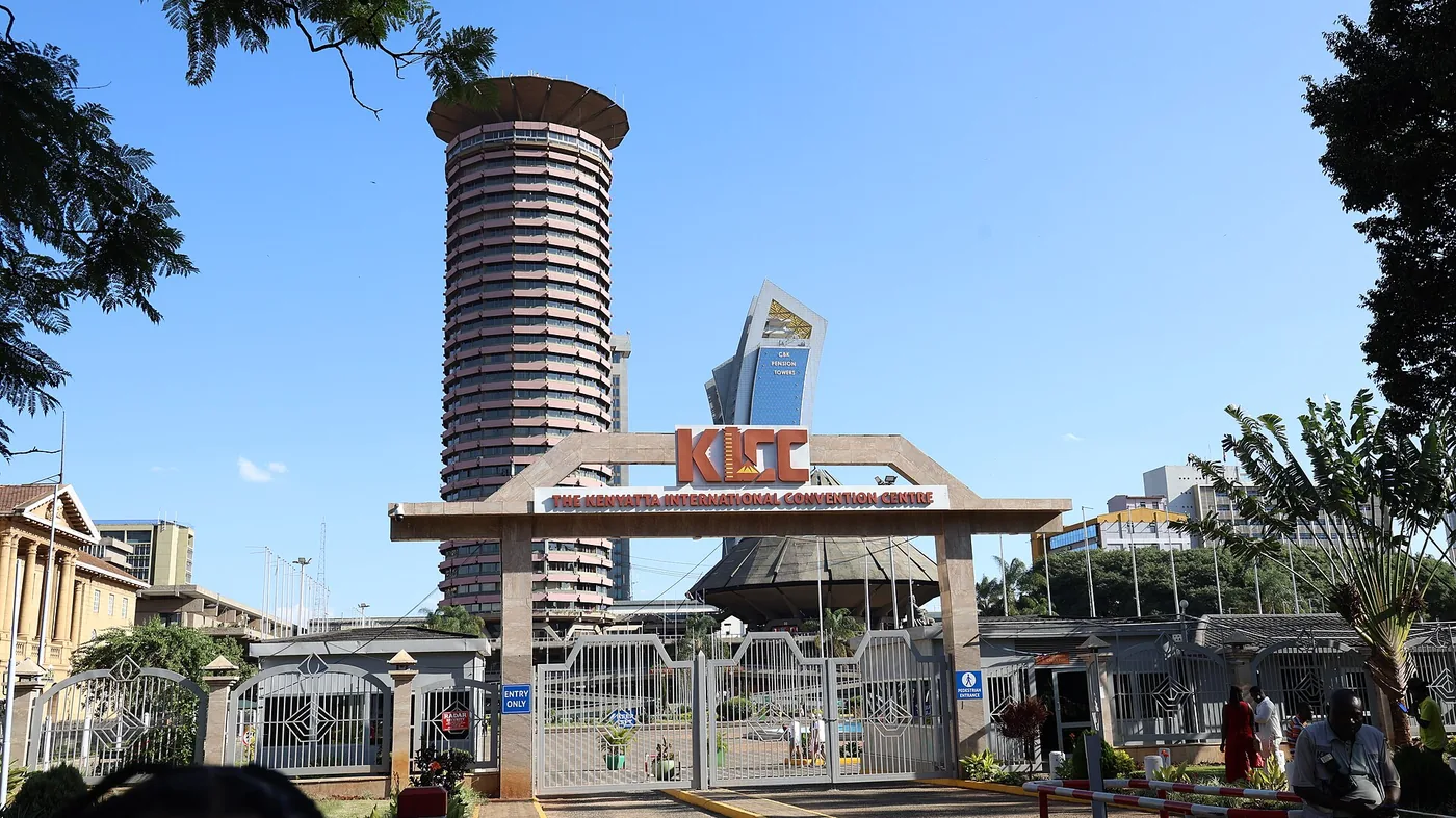 The Kenyatta International Convention Centre and the Nairobi skyline