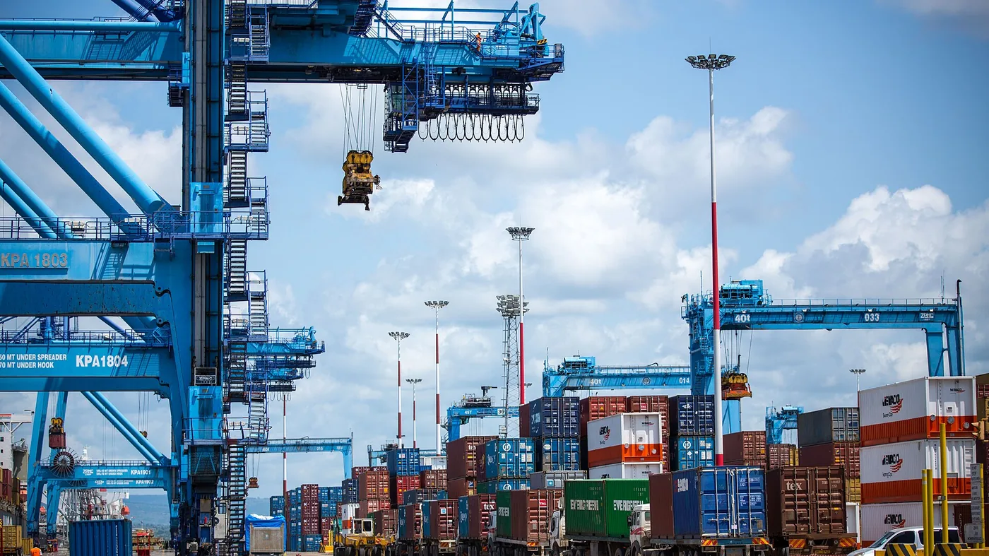 Containers at the port of Mombasa, Kenya