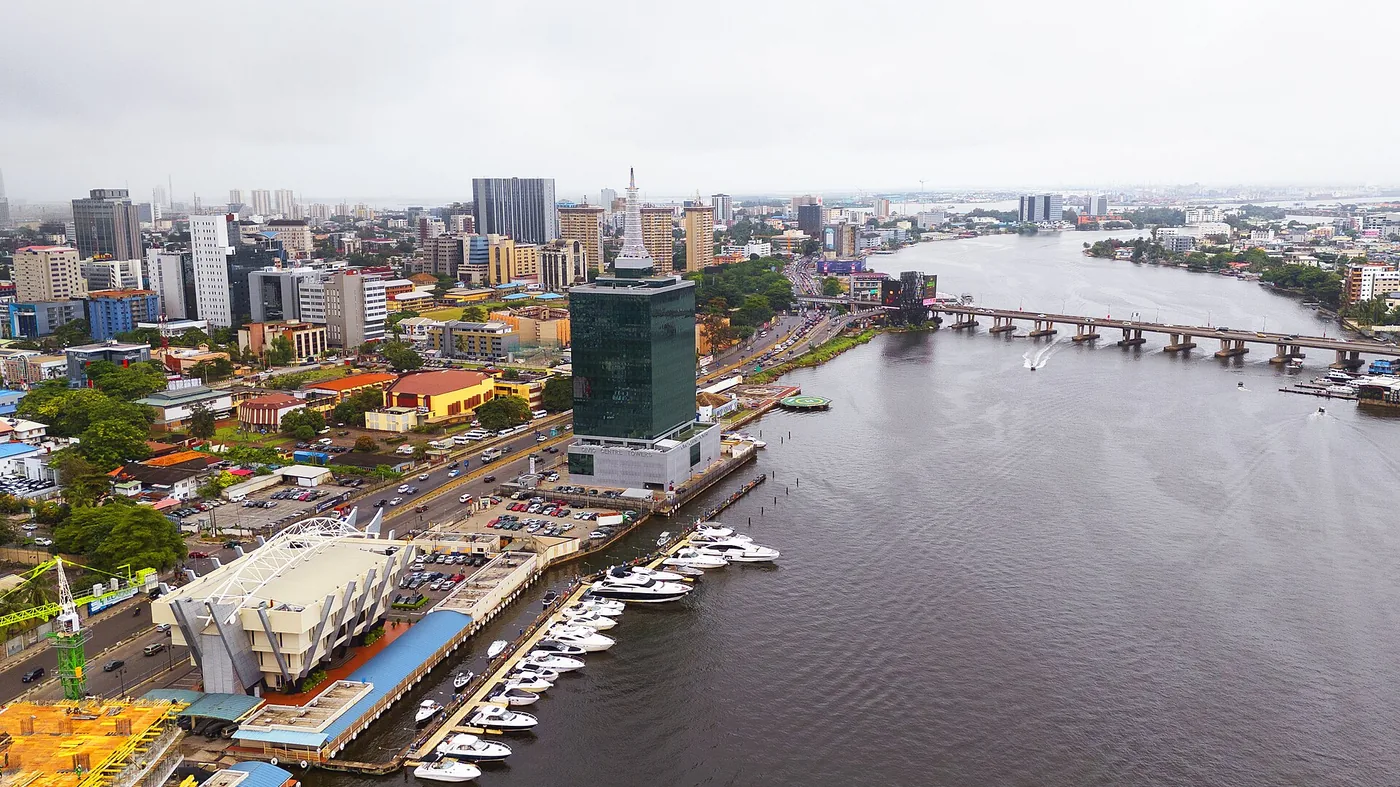 Aerial view of Victoria Island, Lagos, Nigeria's commercial centre