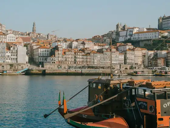 A rabelo boat on the Douro below the Ribeira in Porto