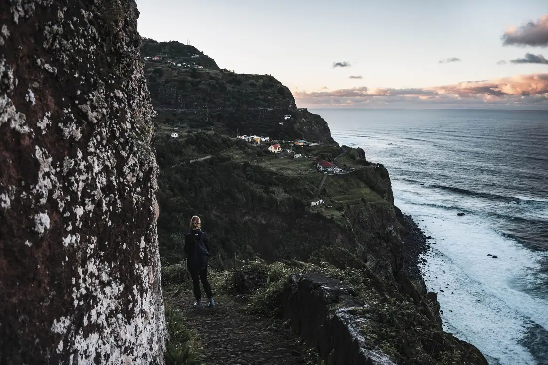 A hiker on the north coast of Madeira