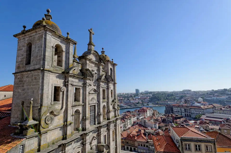 Rooftops along the Douro in Porto
