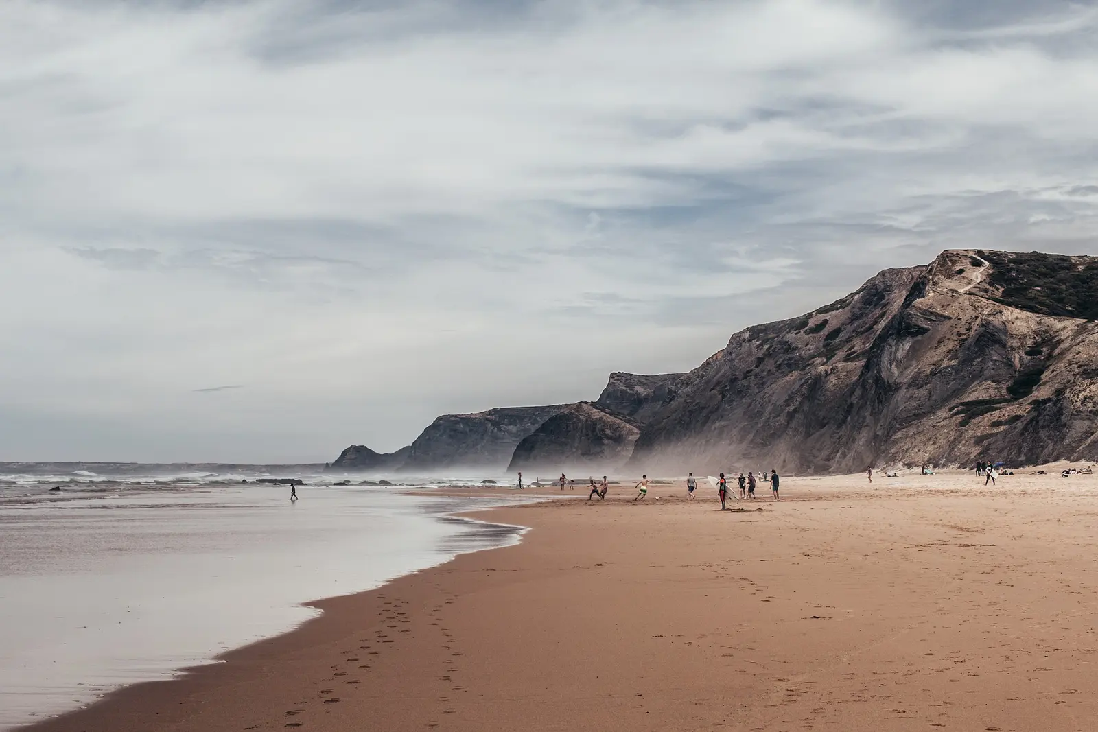 Cliffs and Atlantic surf on the Algarve coast