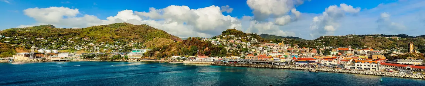 Grenada landscape: rainforest and coastline of the Isle of Spice